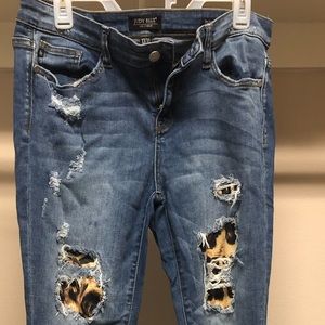 Judy blue leopard patch distressed jeans